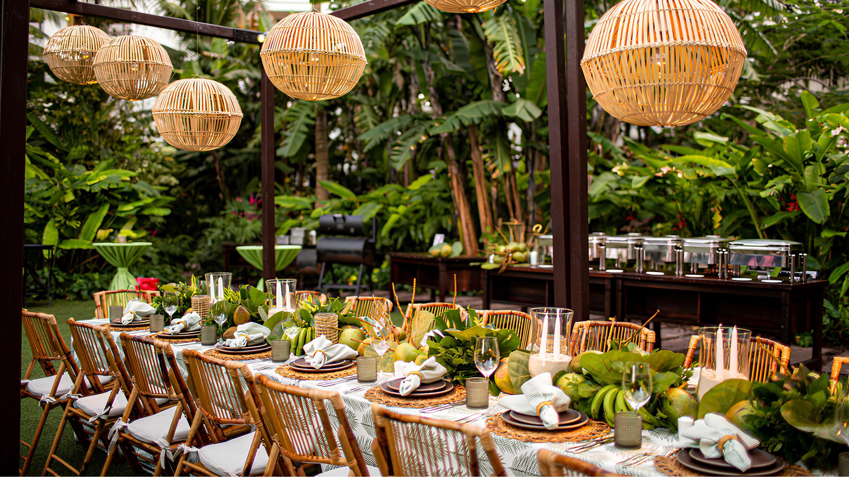 Table for event setup in Rosewood Garden